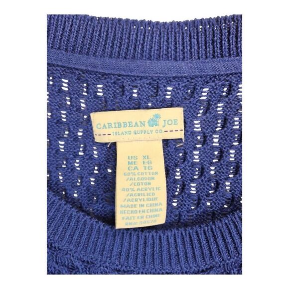 CARIBBEAN JOE Womens Royal Blue Cotton Loose Cable Knit Sweater XL - Picture 2 of 5